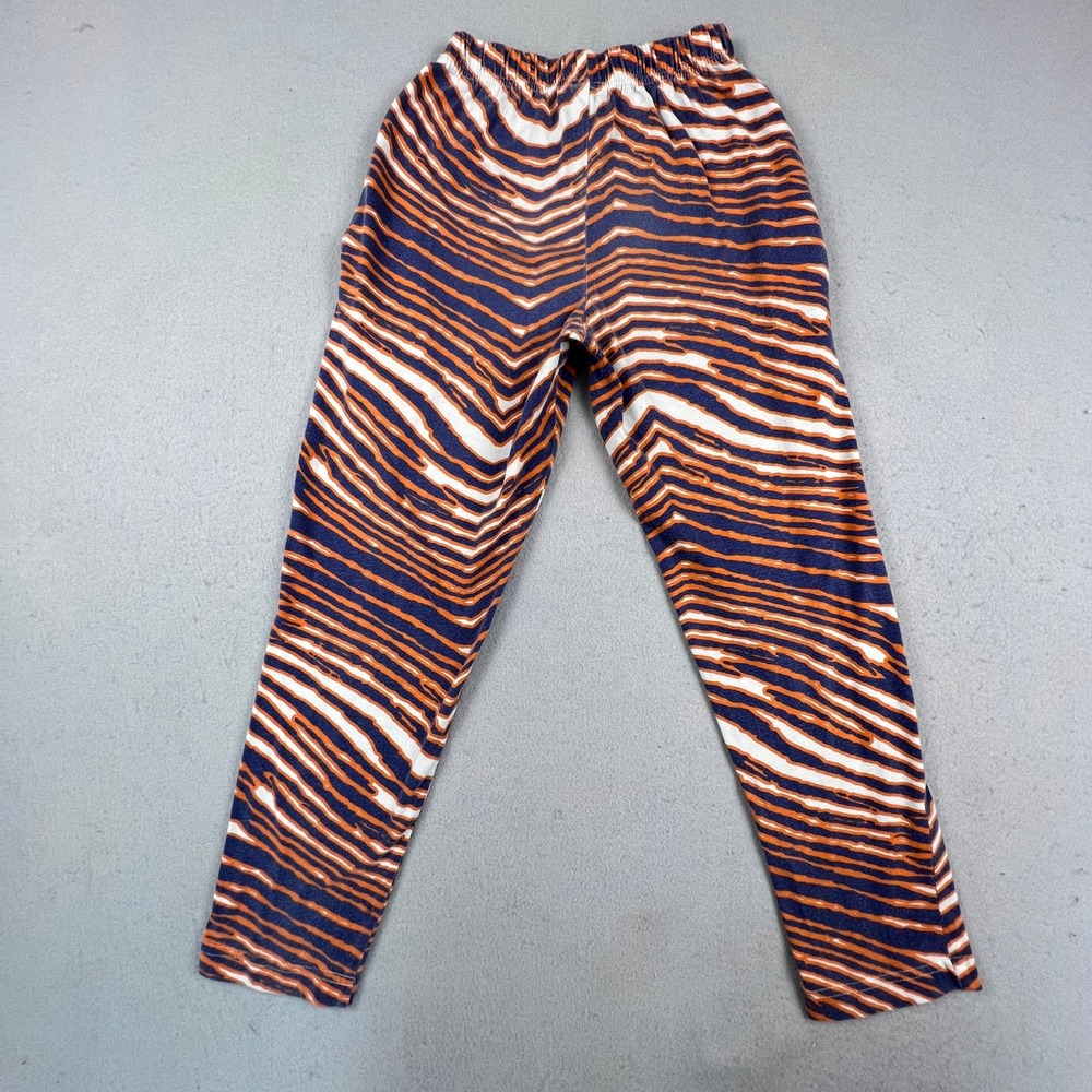 Zubaz Pants Youth Medium Orange Navy Blue Tiger Stripe Zebra Print Retro 90s